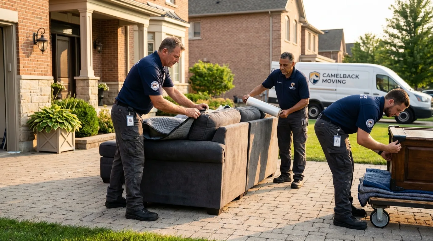 Large estate moving crew wrapping furniture in Lewisburg, PA