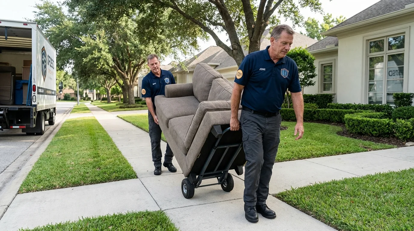 Local residential moving crew loading furniture in Lewisburg, PA
